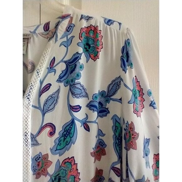 CATHERINES White Blue Floral Popover Blouse Cottagecore Peasant Boho- 3X (26/28) - Picture 6 of 10